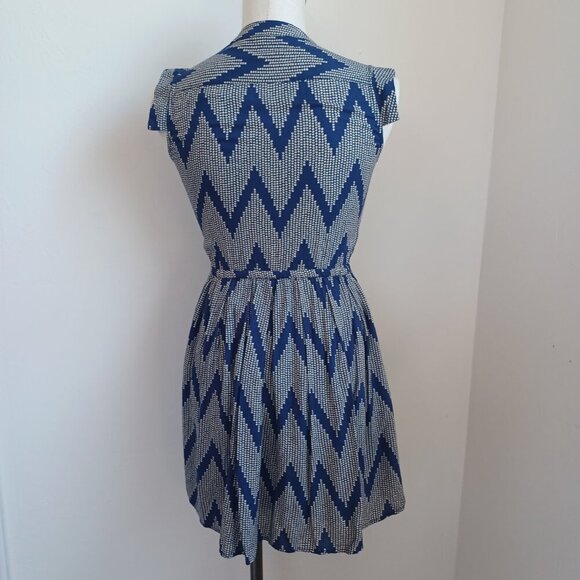 Anthropologie 11 1 TYLHO West Street Dress Blue Chevron Zig Zag Print Womens XS - Picture 8 of 15